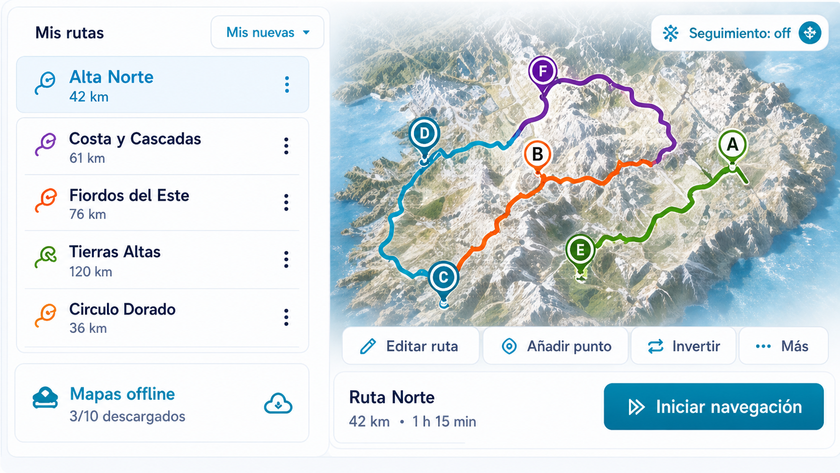 Rutas GPS y mapas offline en MyTravelHub